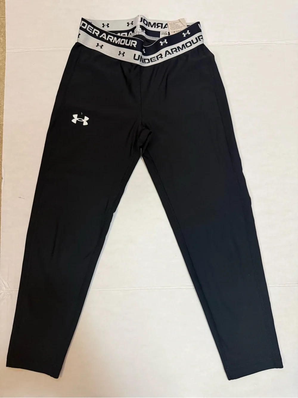 Under Armour Black Leggings with White Branded Waistband